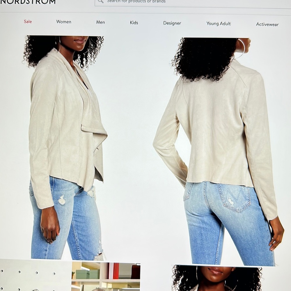 BLANKNYC drape-front faux suede jacket
